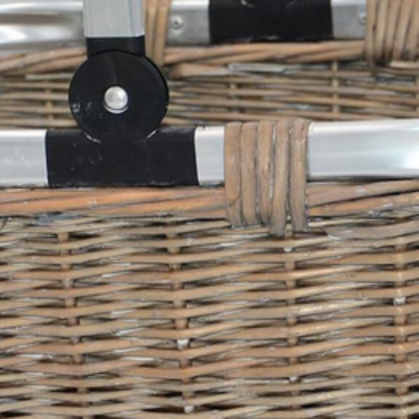 Red Hamper Grey Wash Folding Aluminium Handle Shopping Basket