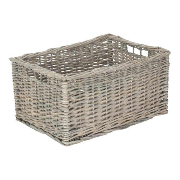 Red Hamper Grey Wash Unlined Willow Storage Baskets