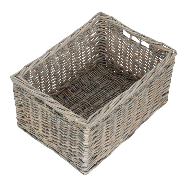 Red Hamper Grey Wash Unlined Willow Storage Baskets