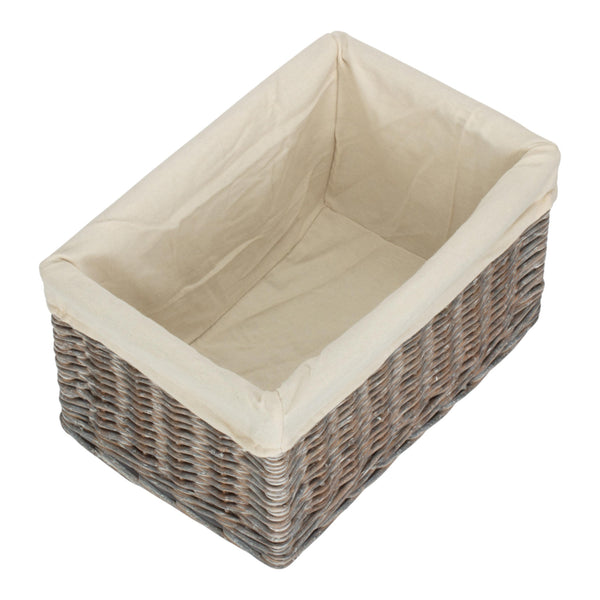 Red Hamper Grey Wash White Cotton Lined Willow Storage Baskets