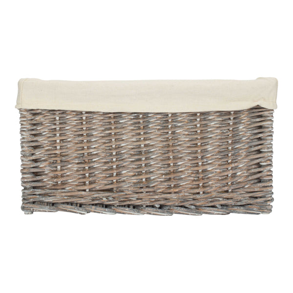 Red Hamper Grey Wash White Cotton Lined Willow Storage Baskets