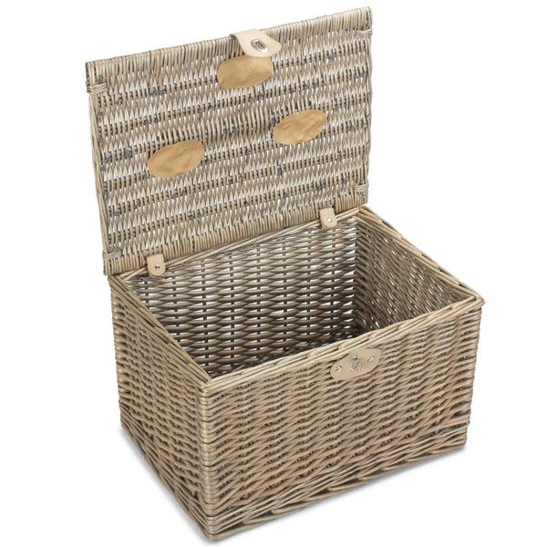 red hamper Large Antique Wash Finish Chest Picnic Basket