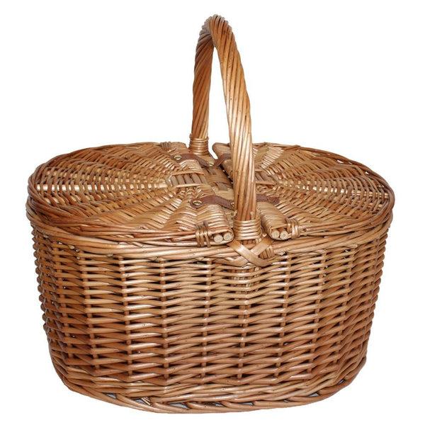 Red Hamper Large Light Steamed Oval Butterfly Lidded Wicker Picnic Basket