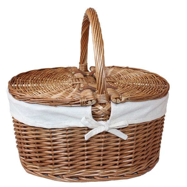Red Hamper Large Light Steamed Oval Butterfly Lidded Wicker Picnic Basket