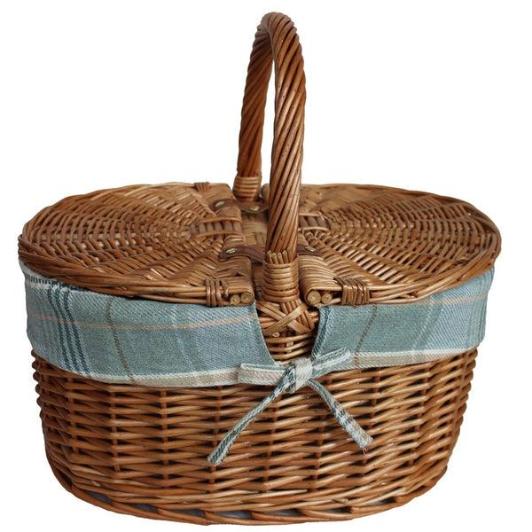 Red Hamper Large Light Steamed Oval Butterfly Lidded Wicker Picnic Basket