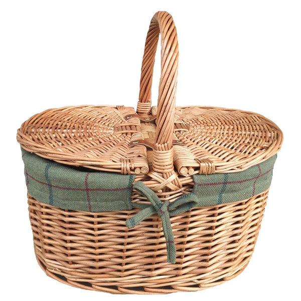 red hamper Large Light Steamed Oval Butterfly Lidded Wicker Picnic Basket