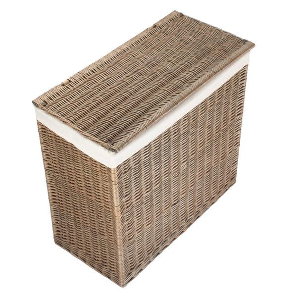 Red Hamper Large Rectangular Partition Wicker Laundry Basket