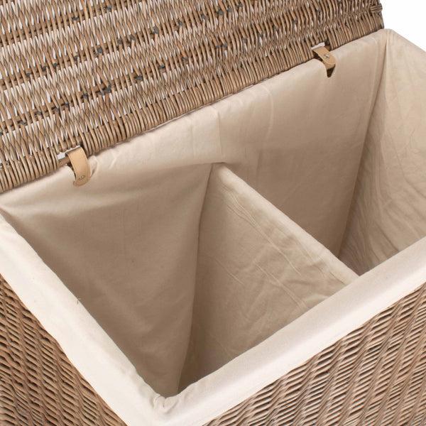 Red Hamper Large Rectangular Partition Wicker Laundry Basket