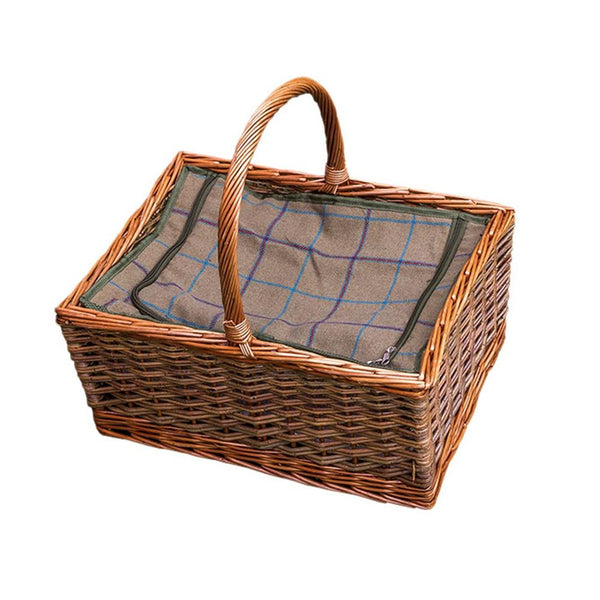red hamper Large Triple Weave Butchers Wicker Picnic Basket with Fitted Cooler