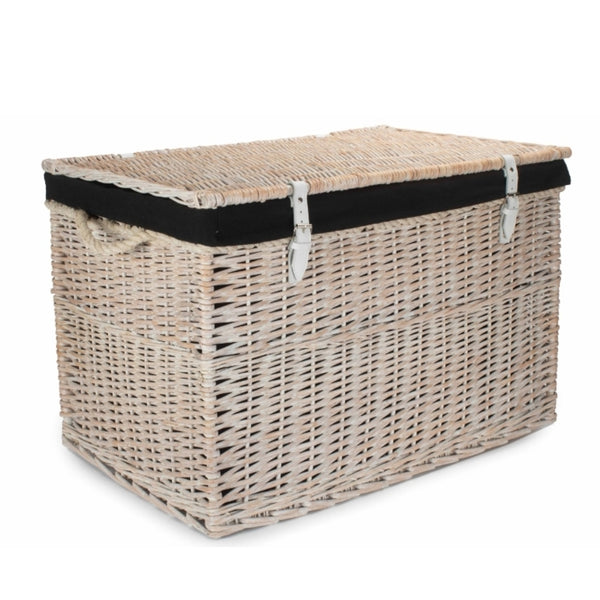 Red Hamper Large Whitewash Finish Storage Wicker Basket