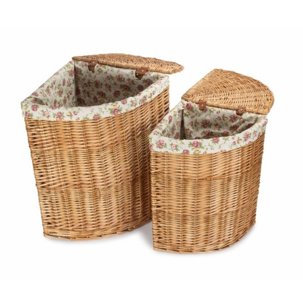 Red Hamper Light Steamed Corner Garden Rose Lined Wicker Laundry Basket