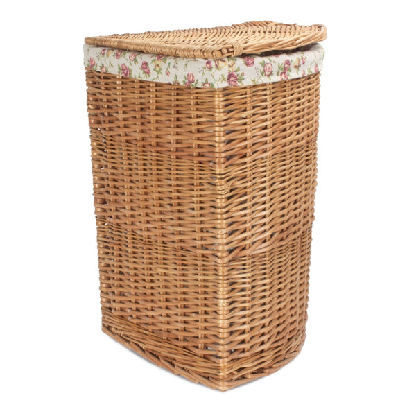 Red Hamper Light Steamed Corner Garden Rose Lined Wicker Laundry Basket
