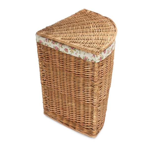 Red Hamper Light Steamed Corner Garden Rose Lined Wicker Laundry Basket