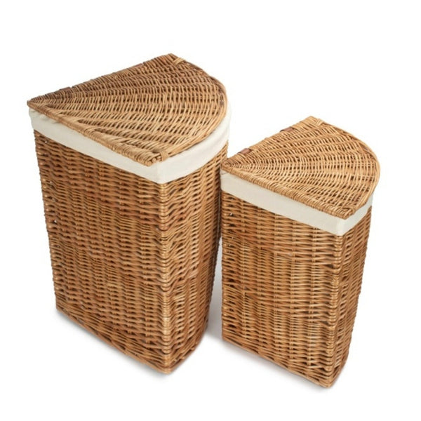 Red Hamper Light Steamed Corner White Cotton Lined Wicker Laundry Basket