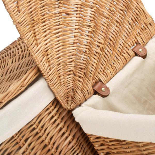 Red Hamper Light Steamed Corner White Cotton Lined Wicker Laundry Basket