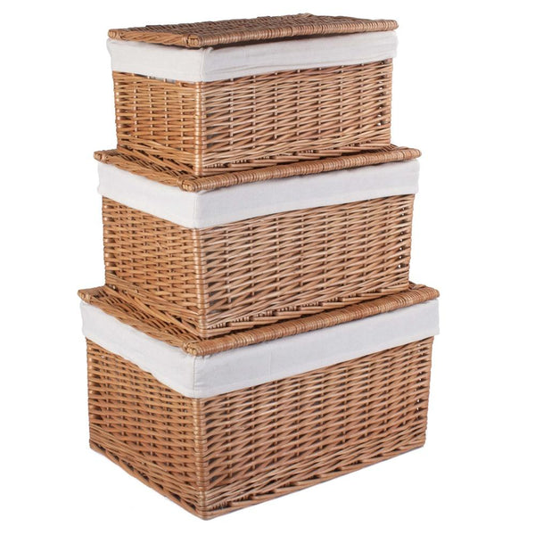 red hamper Light Steamed Cotton Lined Wicker Storage Basket