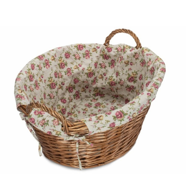 Red Hamper Light Steamed Lined Wicker Laundry Wash Basket