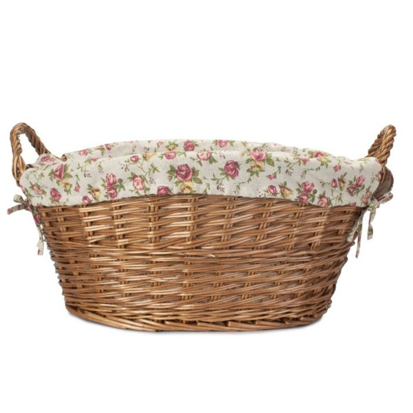 Red Hamper Light Steamed Lined Wicker Laundry Wash Basket