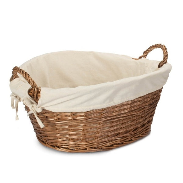 Red Hamper Light Steamed Lined Wicker Laundry Wash Basket