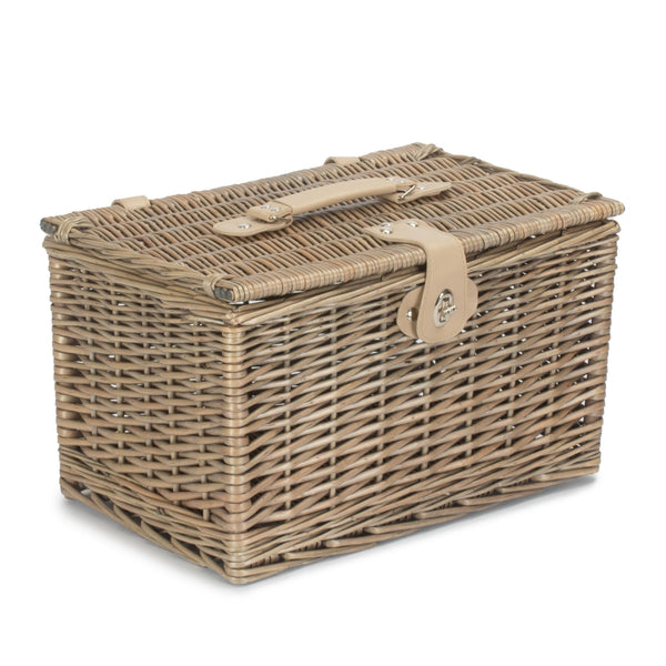 Red Hamper Medium Antique Wash Finish Wicker Chest Picnic Basket