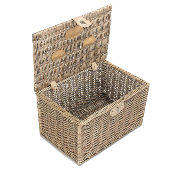 red hamper Medium Antique Wash Finish Wicker Chest Picnic Basket