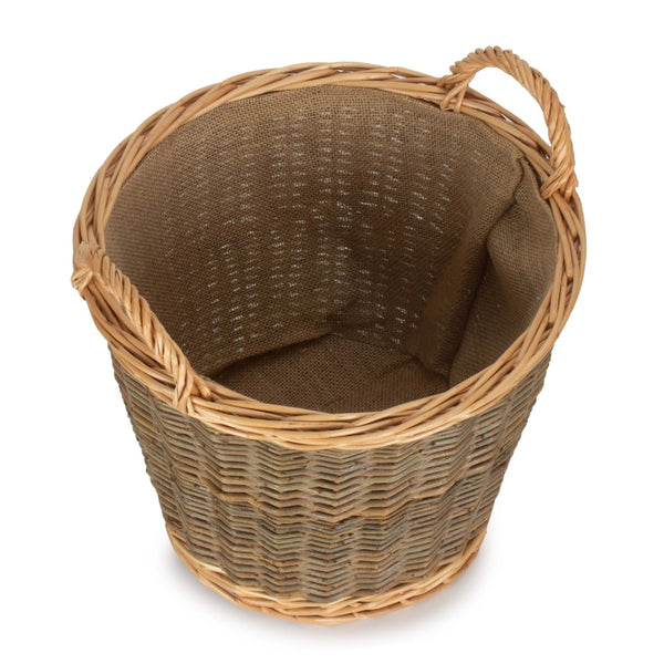 Red Hamper Medium Unpeeled Hessian Lined Wicker Log Basket