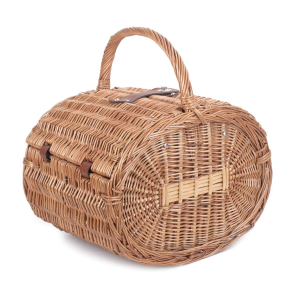 Red Hamper Oval 4 Person Green Tweed Wicker Picnic Basket