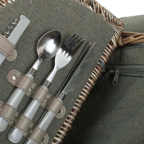 Red Hamper Oval Grey Sage 2 Person Fitted Picnic Basket
