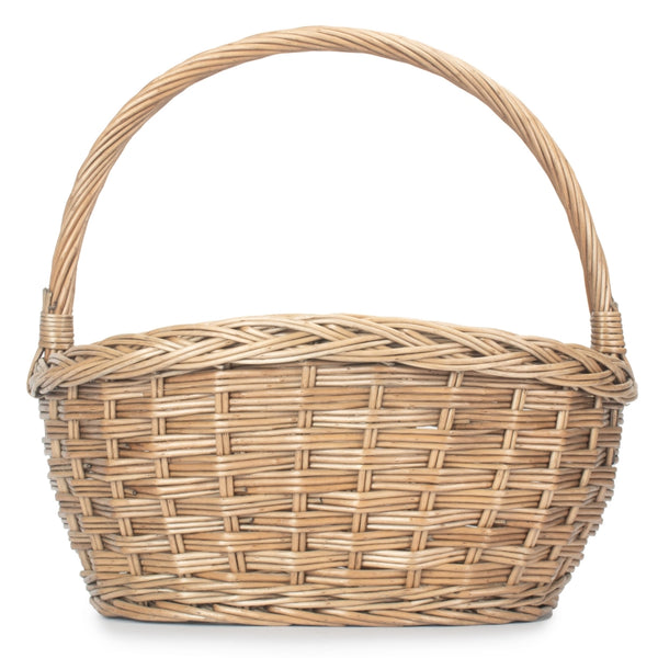 Red Hamper Oval Wicker Braid Border Shopping Basket