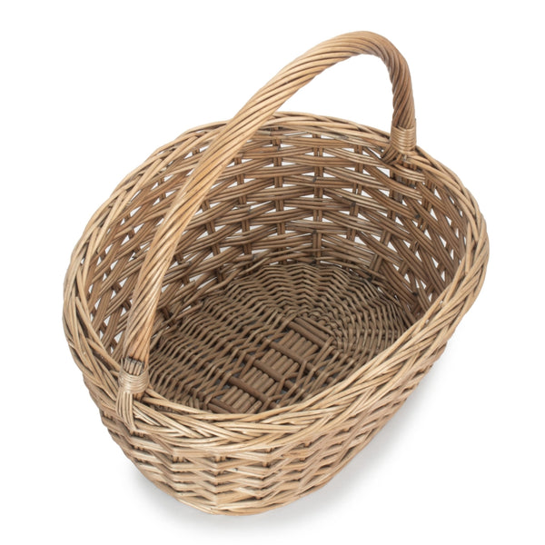 red hamper Oval Wicker Braid Border Shopping Basket