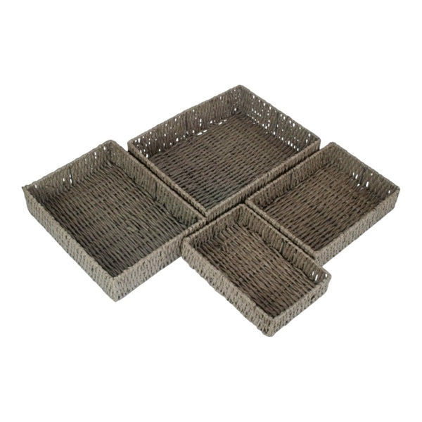 Red Hamper Rectangular Grey Straight-sided Paper Rope Trays