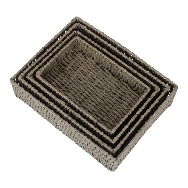 Red Hamper Rectangular Grey Straight-sided Paper Rope Trays