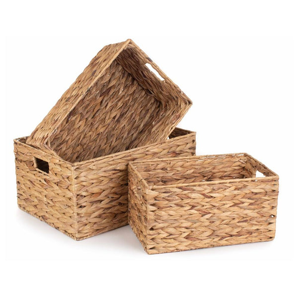 red hamper Rectangular Water Hyacinth Storage Basket
