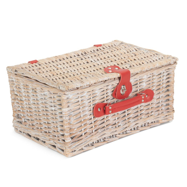 Red Hamper Red And White Gingham 2 Person Fitted Wicker Picnic Basket