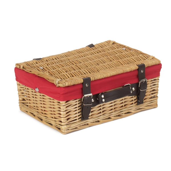 Red Hamper 36cm Buff Willow Wicker Picnic Basket