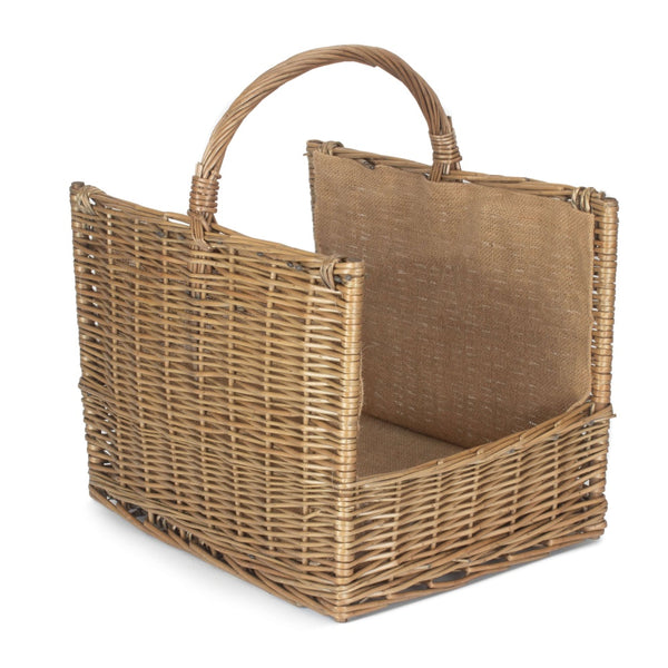 Red Hamper Antique Wash Open End Wicker Log Basket