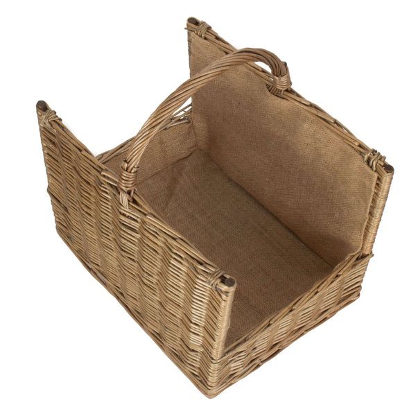 Red Hamper Antique Wash Open End Wicker Log Basket