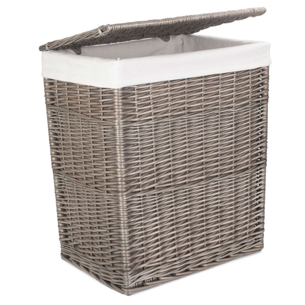 Red Hamper Antique Wash Slim Wicker Laundry Basket