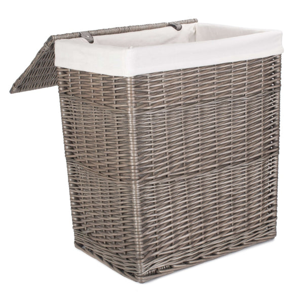 Red Hamper Antique Wash Slim Wicker Laundry Basket