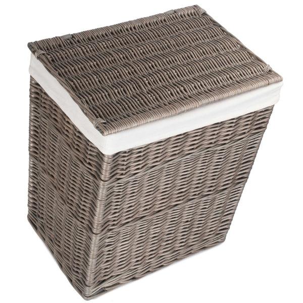 Red Hamper Antique Wash Slim Wicker Laundry Basket