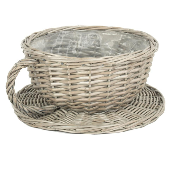 red hamper Antique Wash Tea Cup Wicker Planter