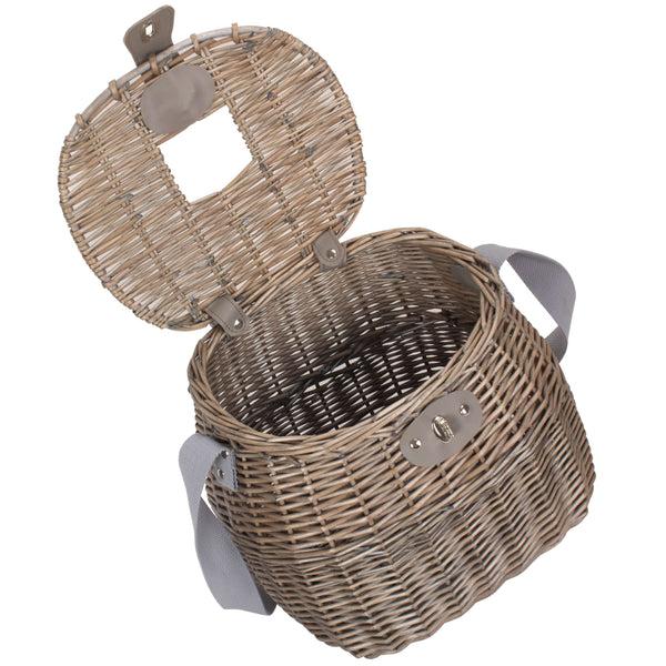 Red Hamper Antique Wash Wicker Fishing Creel
