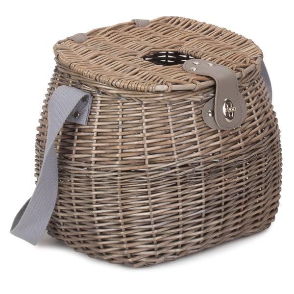 Red Hamper Antique Wash Wicker Fishing Creel