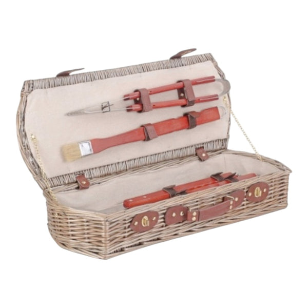 red hamper Barbeque Tool Basket Set