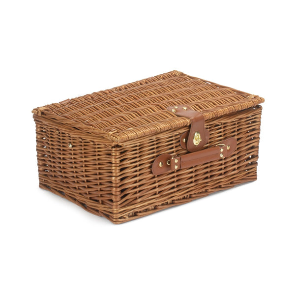 red Hamper Blue Tweed Fitted Wicker Picnic Basket