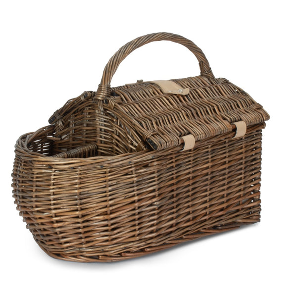 Red Hamper Boat Shaped Fitted Wicker Picnic Basket
