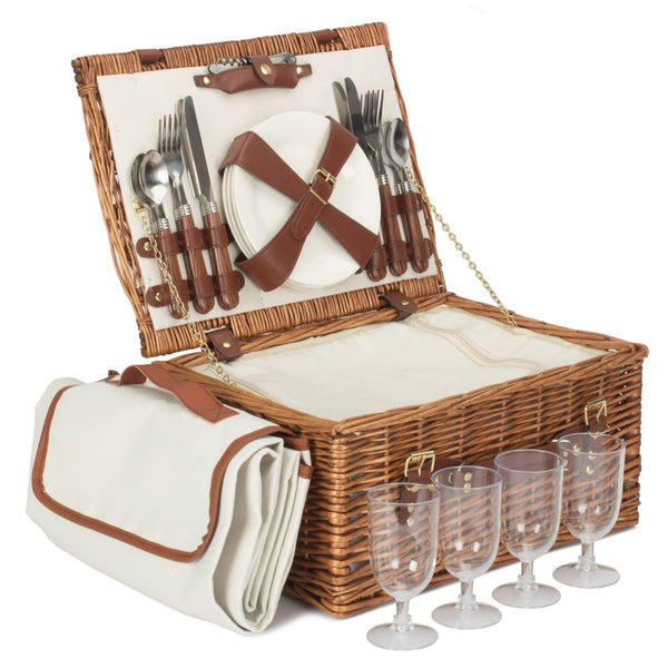red hamper Classic Wicker Fitted Picnic Basket