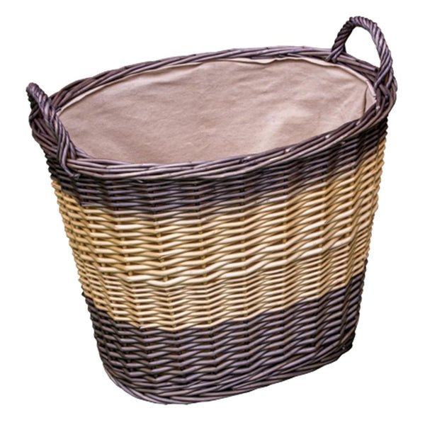 red hamper Deep Two Tone Lined Wicker Wash Basket