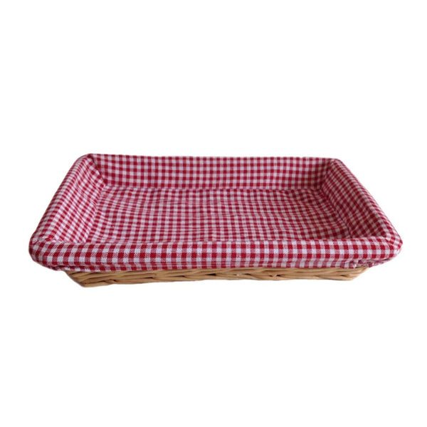 red hamper Flat Rectangular Wicker Tray