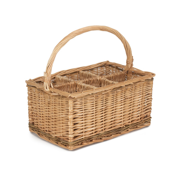 Red Hamper Full Buff Unpeeled Wicker Drinks Basket